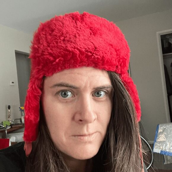 VTG 1960s Red Faux Fur Trapper Hat Alcan Aviator Quilted Lined USA - Picture 4 of 13